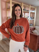 Load image into Gallery viewer, plaid pumpkin sweatshirt