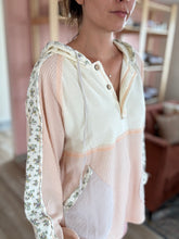 Load image into Gallery viewer, ivory + blush floral stripe hoodie