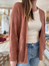Load image into Gallery viewer, terracotta open knit cardigan