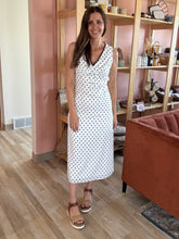 Load image into Gallery viewer, betsy white polka dot midi dress