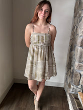 Load image into Gallery viewer, kiele olive +ivory woven striped dress