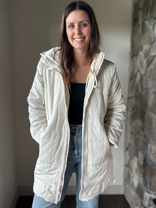 ecru midi hooded jacket