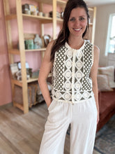 Load image into Gallery viewer, olive + natural crochet vest