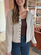 Load image into Gallery viewer, mocha stripe button cardigan