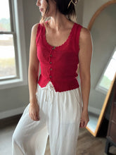 Load image into Gallery viewer, red cotton knit tank