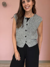 Load image into Gallery viewer, black marled button vest