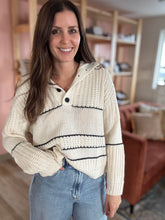 Load image into Gallery viewer, cozy cream + black stripe sweater