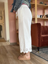 Load image into Gallery viewer, white eyelet hem culottes