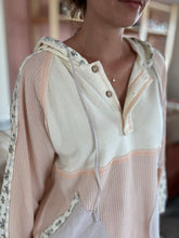 Load image into Gallery viewer, ivory + blush floral stripe hoodie