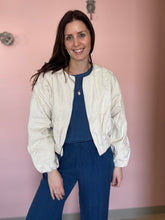 Load image into Gallery viewer, ecru floral embroidered zip jacket