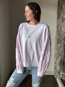 lilac crochet mix daisy sweatshirt