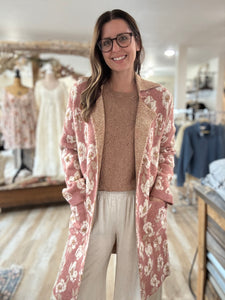 rose floral sweater jacket