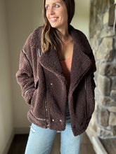 Load image into Gallery viewer, z supply dark chocolate ari sherpa coat