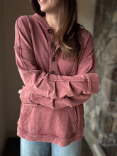 Load image into Gallery viewer, washed burgundy tunic sweatshirt