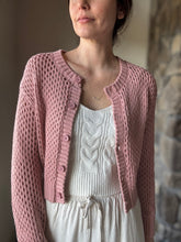 Load image into Gallery viewer, dusty rose crochet button cardigan