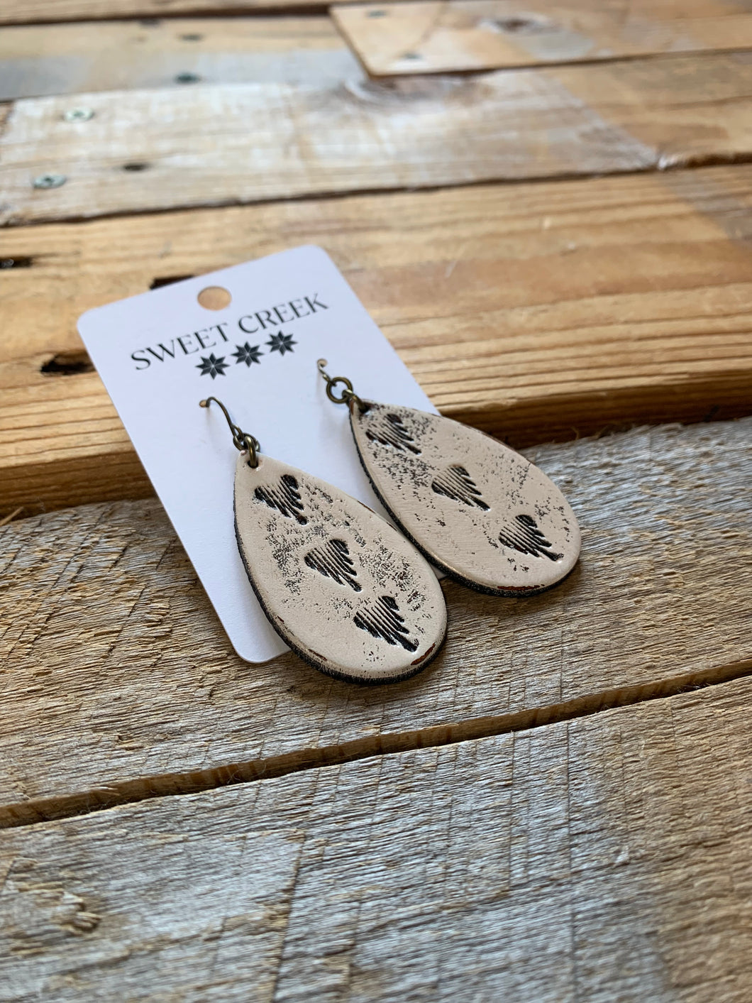 sweet creek summit mini leather teardrop earrings