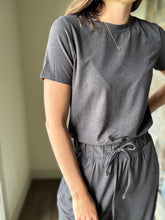 Load image into Gallery viewer, buttery-soft charcoal short sleeve jumpsuit