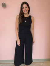 Load image into Gallery viewer, black howdy honey textured wide leg cropped pants