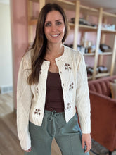 Load image into Gallery viewer, cream embroidered fall floral cardigan