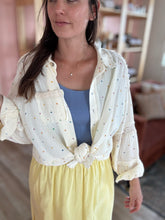 Load image into Gallery viewer, cream mixed polka dot gauze button down