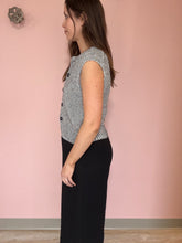 Load image into Gallery viewer, black marled button vest