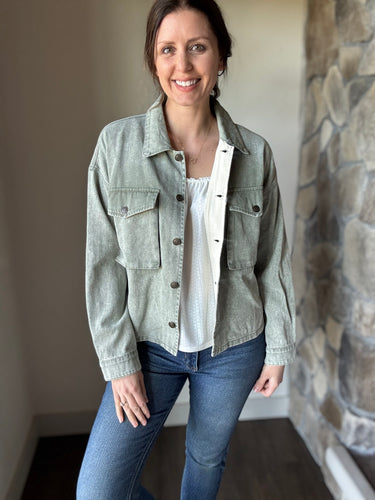 vintage wash sage twill jacket