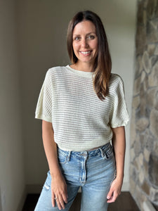 reversible white cotton knitted surplice back top