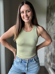 pistachio soft boat neck tank top