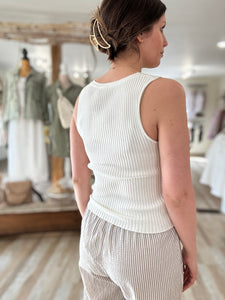 ivory ribbed button tank