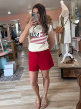 Load image into Gallery viewer, USA flag embroidered sweater tank