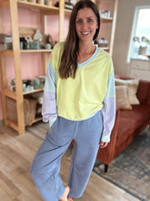 Load image into Gallery viewer, lime zest colorblock relaxed tee