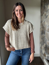 Load image into Gallery viewer, cream fall confetti cable short sleeve sweater