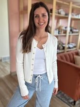 Load image into Gallery viewer, white soft button cardigan