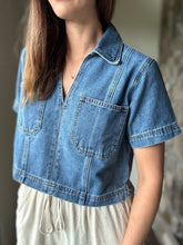 Load image into Gallery viewer, denim collared boxy top