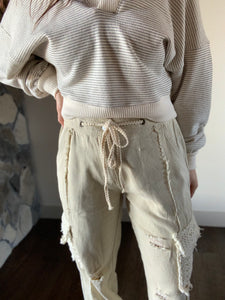 pol beige crochet mix joggers