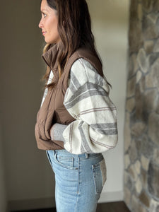 mocha puffer vest