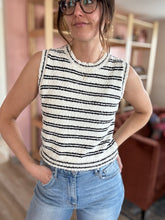 Load image into Gallery viewer, cream+ black stripe sweater tank