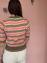 Load image into Gallery viewer, THML green + pink textured half sleeve sweater