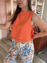 Load image into Gallery viewer, blue + orange floral wide leg pant