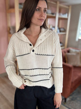 Load image into Gallery viewer, cozy cream + black stripe sweater
