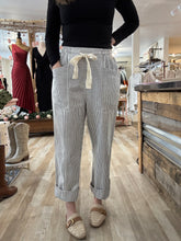 Load image into Gallery viewer, white+grey stripe relaxed pants