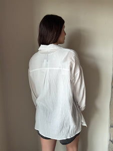 white cotton button down