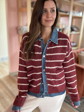Load image into Gallery viewer, layered red stripe cardigan