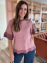 Load image into Gallery viewer, cranberry icing short sleeve sweater