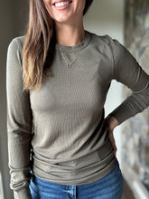 Load image into Gallery viewer, olive soft ribbed long sleeve top