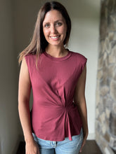 Load image into Gallery viewer, merlot twist pleated top