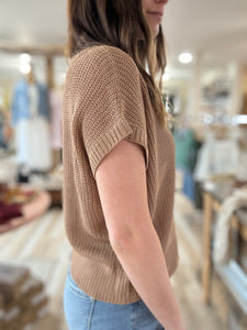 coffee short sleeve lightweight sweater