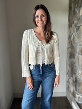 Load image into Gallery viewer, ivory tie front cotton cardigan