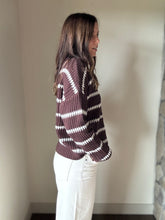 Load image into Gallery viewer, brown+cream stripe sweater
