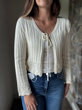 Load image into Gallery viewer, ivory tie front cotton cardigan